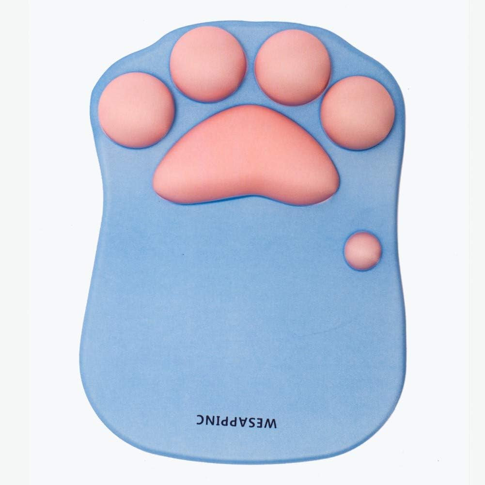 Cat Paw Mouse Pad with Wrist Support Soft Silicone Wrist Rests Non Slip Ergonomic Mousepad for Office Computer Gaming Desk Decor (10.7X7.8X0.9'') (Gray) White