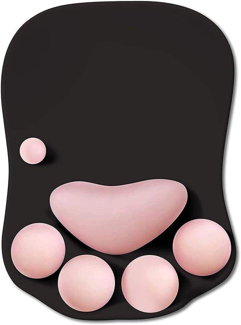 Cat Paw Mouse Pad with Wrist Support Soft Silicone Wrist Rests Non Slip Ergonomic Mousepad for Office Computer Gaming Desk Decor (10.7X7.8X0.9'') (Gray) White