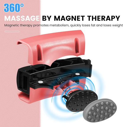 Smart Weighted Fitness Hoop for Adults Weight Loss Exercise Hoop, 2 in 1 Abdomen Massage Circle, Non-Fall Design with 16 Detachable Knots Timer and Adjustable Auto-Spinning Ball, Red