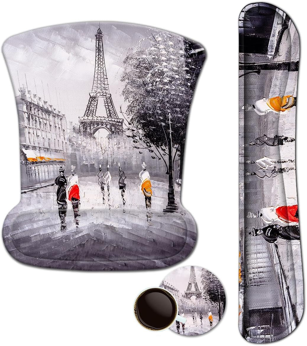 Mouse Pad with Wrist Support and Keyboard Wrist Rest Pad Set,Ergonomic Mouse Pads for Computers Laptop,Non-Slip Comfortable Mousepad W/Raised Memory Foam for Easy Typing & Pain Relief (Starry Night)