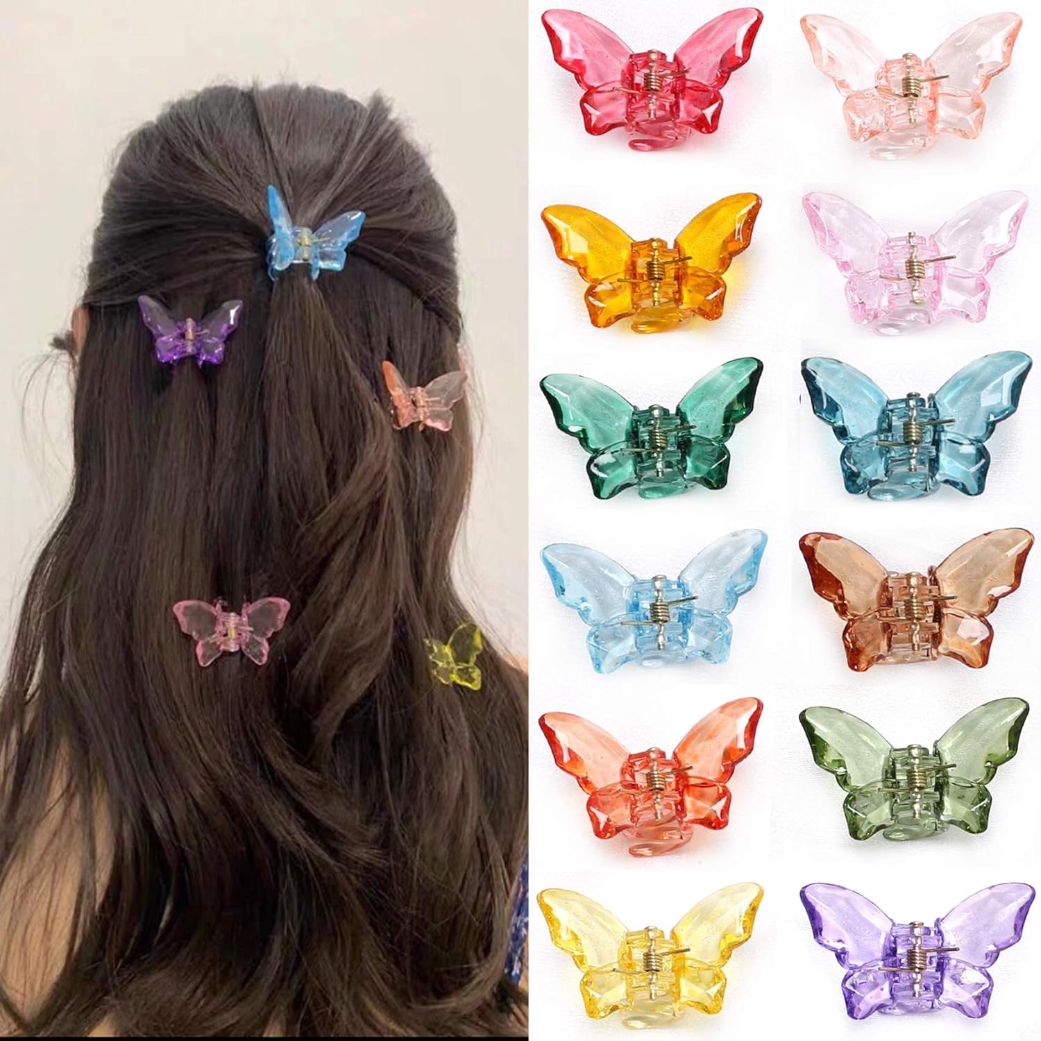 Hair Accessories - 3.3 Inch Butterfly Hair Claw Clips, Large Sized Jaw Clips for Girls and Women, 5 Pack